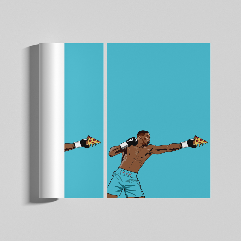 Premium & Sustainable Anthony Joshua Poster Print. Hand crafted in the UK from the highest quality paper, created with sustainable FSC paper. Texturised inks, brings the poster to life. Available to purchase with a Polcore Recycled Plastic Frame with Perspex screening to let your print do the talking. Global Shipping available.