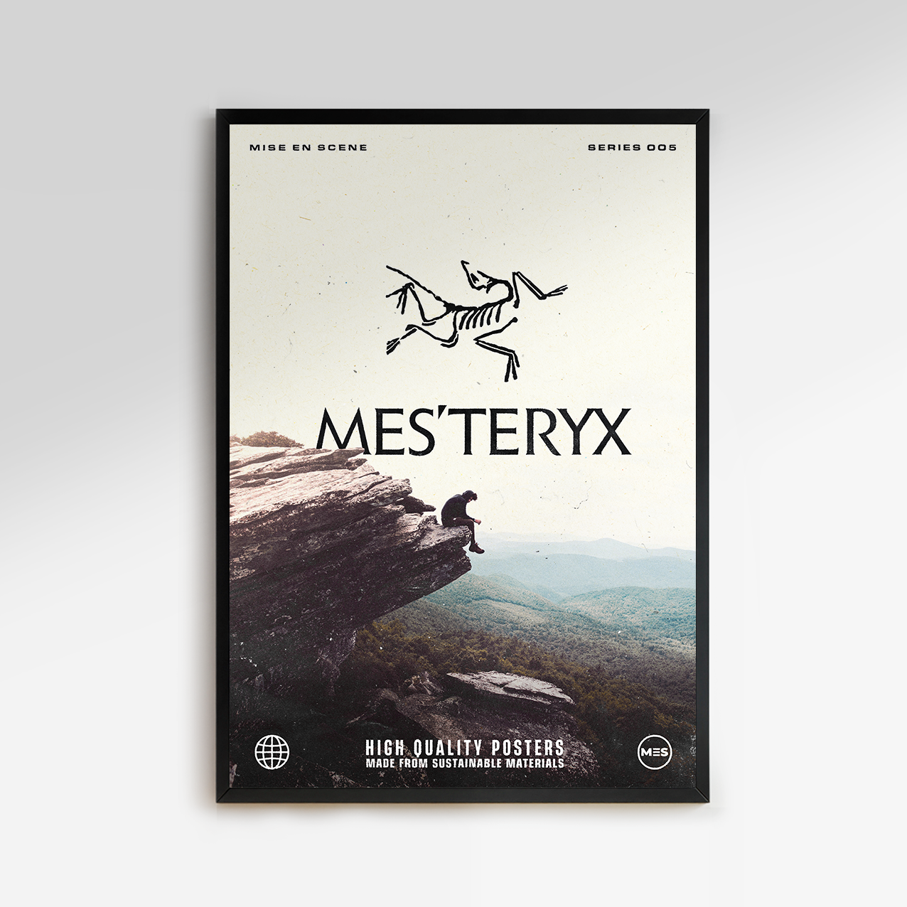 Premium & Sustainable Arc'teryx Poster Print. Hand crafted in the UK from the highest quality paper, created with sustainable FSC paper. Texturised inks, brings the poster to life. Available to purchase with a Polcore Recycled Plastic Frame with Perspex screening to let your print do the talking. 