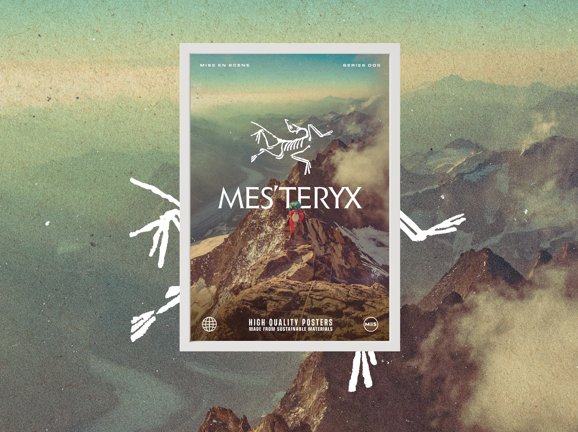 Premium & Sustainable Arc'teryx Poster Print. Hand crafted in the UK from the highest quality paper, created with sustainable FSC paper. Texturised inks, brings the poster to life. Available to purchase with a Polcore Recycled Plastic Frame with Perspex screening to let your print do the talking. 