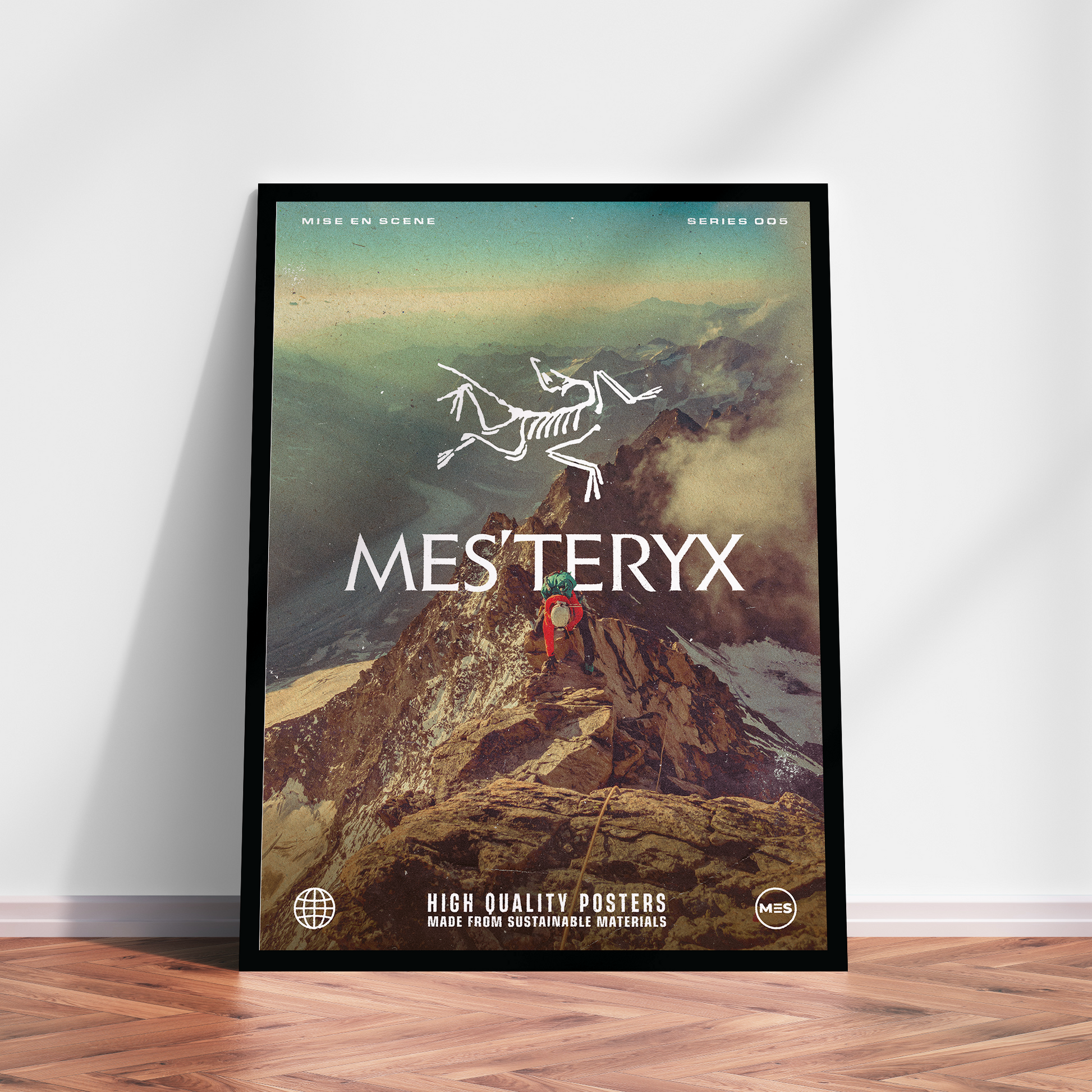 Premium & Sustainable Arc'teryx Poster Print. Hand crafted in the UK from the highest quality paper, created with sustainable FSC paper. Texturised inks, brings the poster to life. Available to purchase with a Polcore Recycled Plastic Frame with Perspex screening to let your print do the talking. 